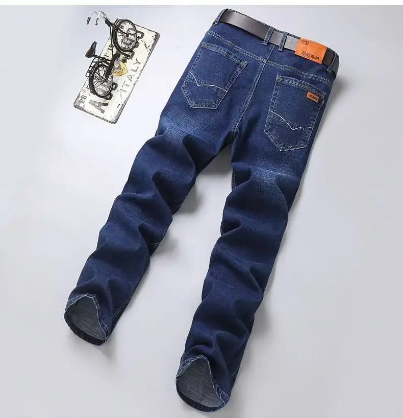 2025 Spring/Summer New Men's Jeans Micro Elastic Loose Straight Tube Business Casual Men's Pants Boutique Denim Series