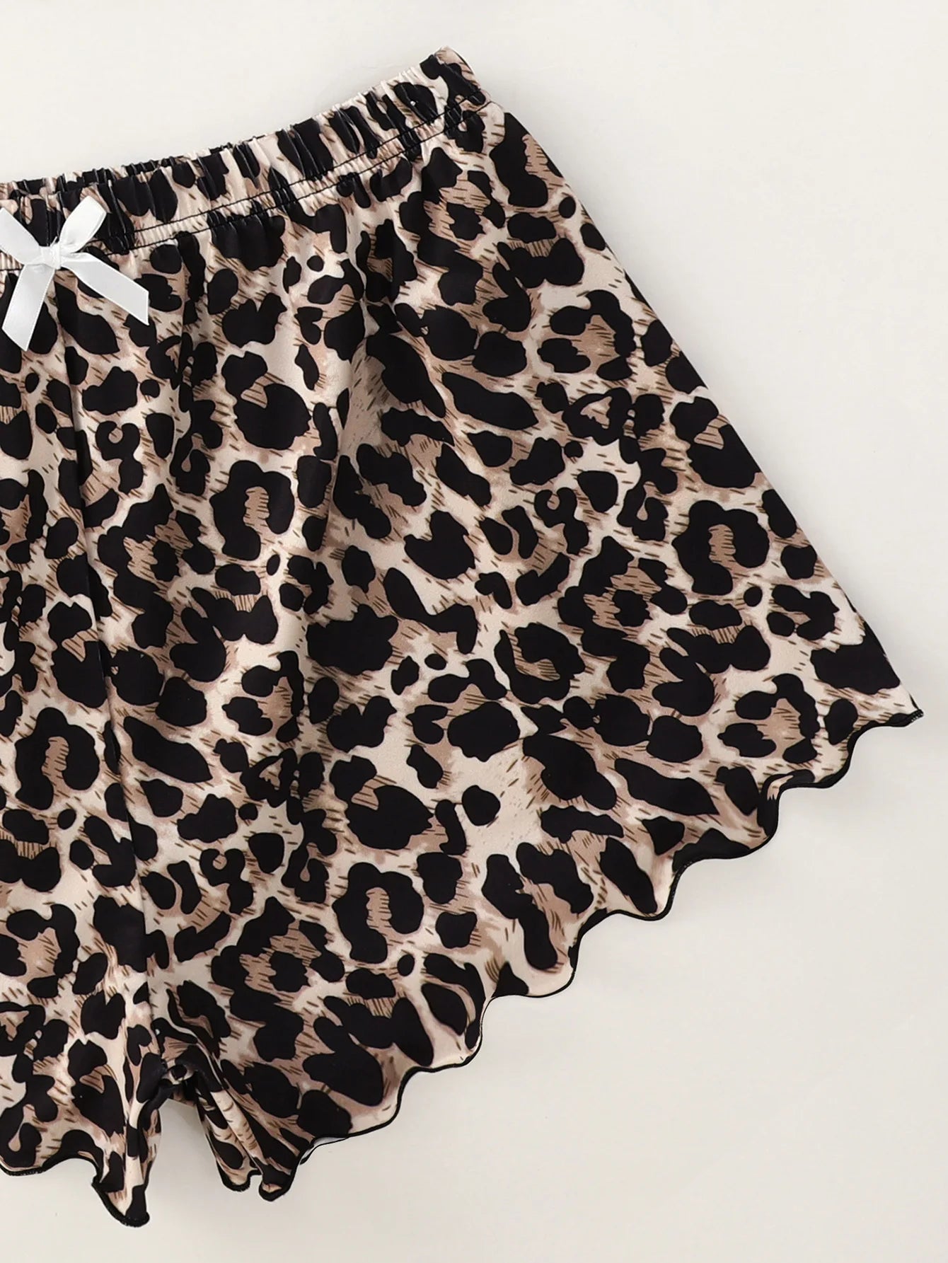 New Women's Pajamas Set Sexy Lingerie Leopard Print Sling Sleepwear V-Neck Sleeveless Top and Shorts Sets Pyjamas Homewear Hot