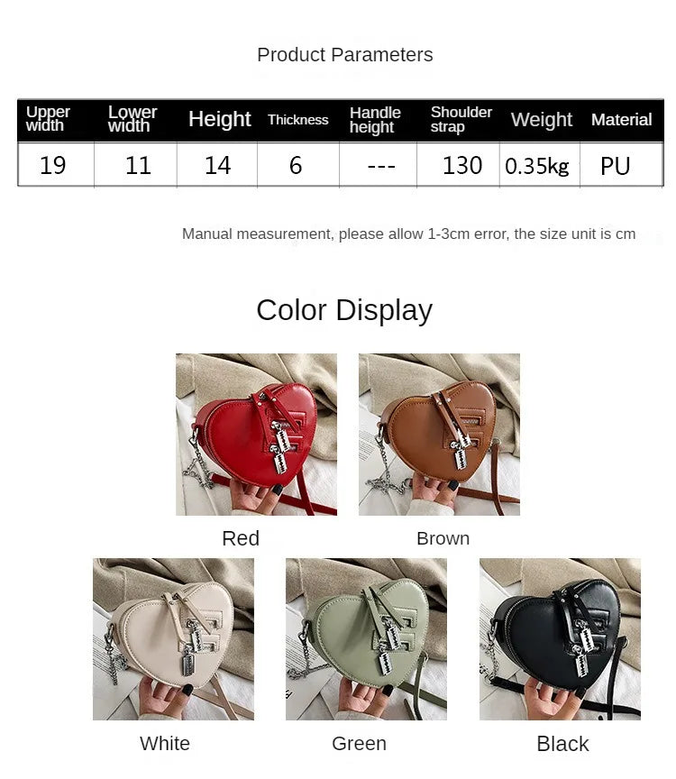 Gothic Heart Blade Zipper Chain Crossbody Bags for Women Girl Casual Shoulder Purses Handbags Techwear Summer Wallet Goth