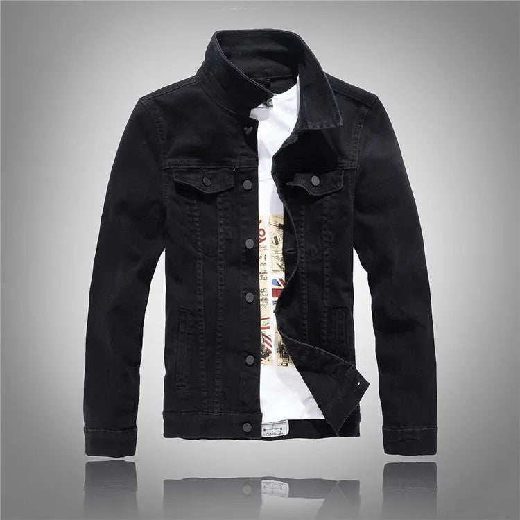 2025 Denim Jackets Men Solid Color Jacket Slim Fit Denim Coat Fashion Military Jacket Yellow Black Green White Top for Men