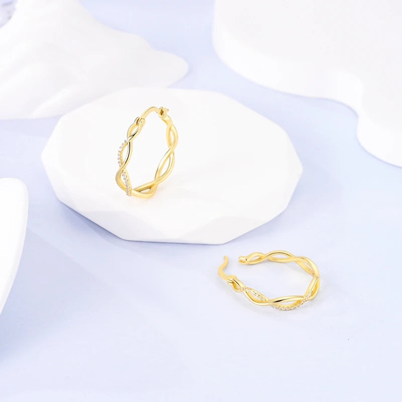 Fashion Gold ladies Hoop Earring 925 Sterling Silver Sparkling Zircon Round Ear Stud Earrings Fine Jewelry Lover Anniversary Gift