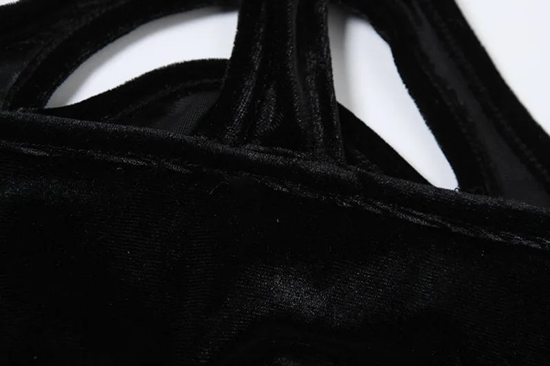 HLJ&GG Sexy Hollow Out Backless Slim Tank Top Women Round Neck Sleeveless Crop Vests Black Fashion Solid Nightclub Clothing 2025