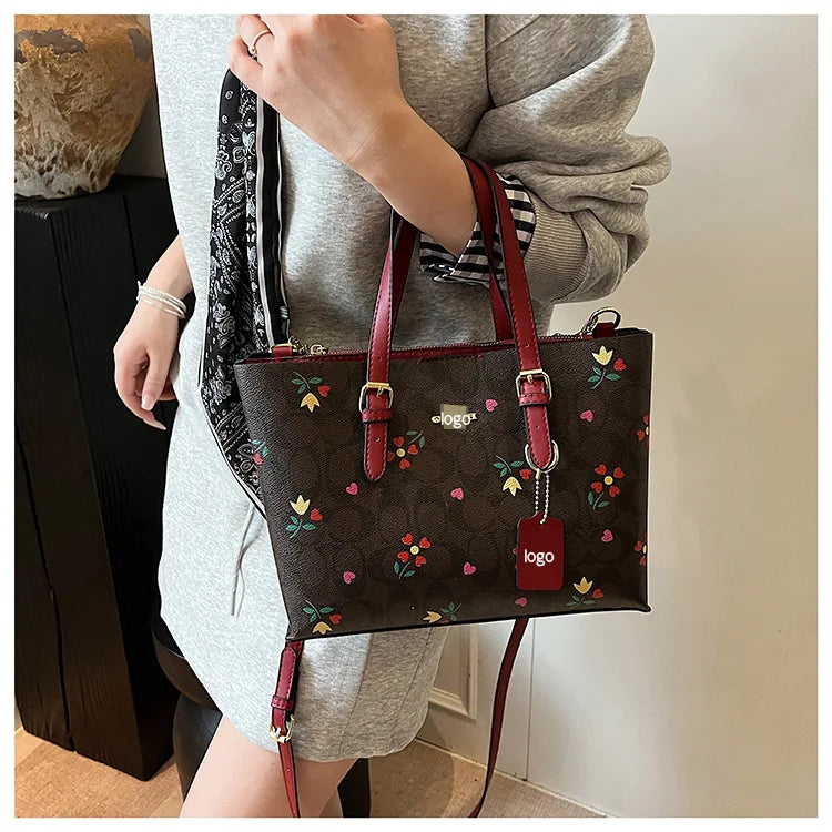 2025 Popular Classic Retro Tote Bag with Print, Shoulder Bag, Crossbody Bag, and Handheld Bag