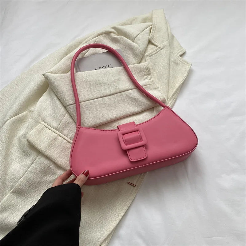Fashion Solid Women's Shoulder Bag Artificial Leather Square Underarm Bags Ladies Handbags For Daily Used and Gift