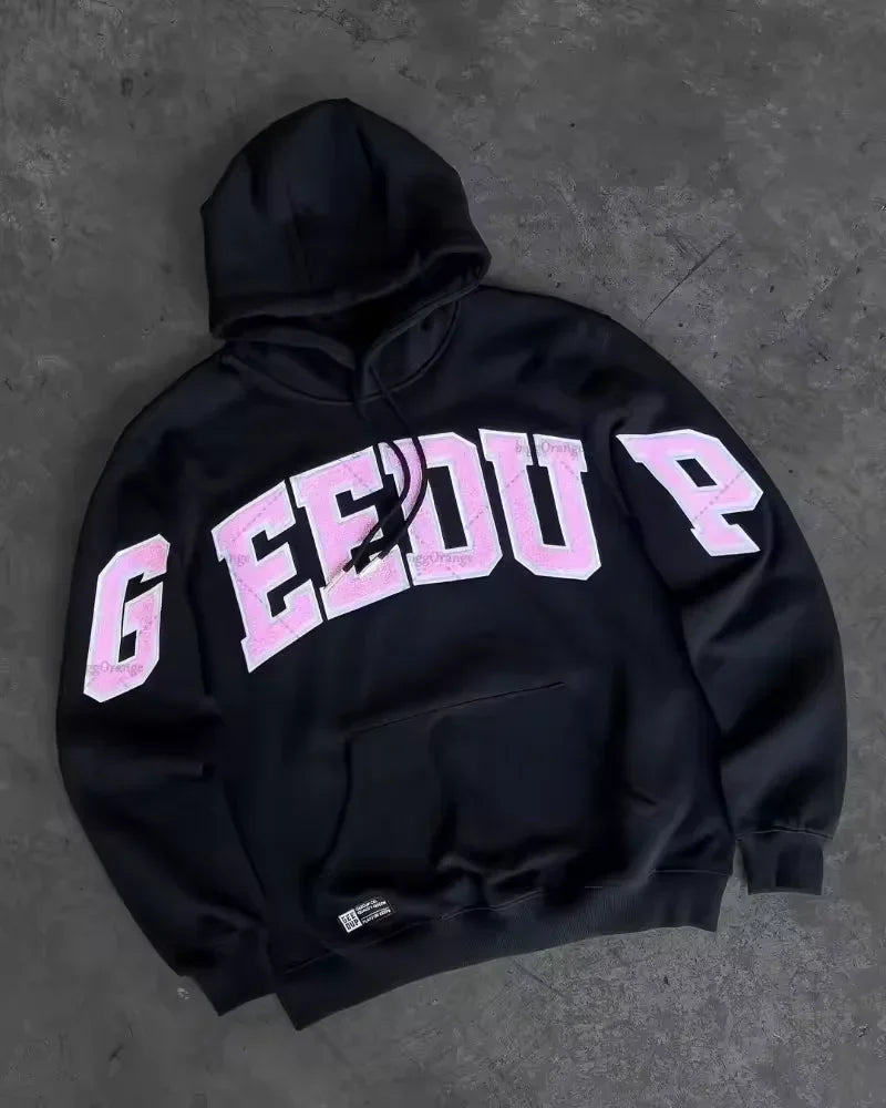 Y2K street style Fashion Letter Printing Cotton Hoodies Harajuku Hip Hop Punk Men Oversized Hoodies Sweatshirts Casual Jacket