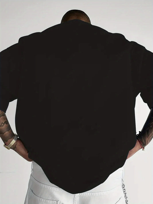 The 2025 summer new men's T-shirt is a casual and fashionable hooded retro hip-hop men's T-shirt with gangster prints