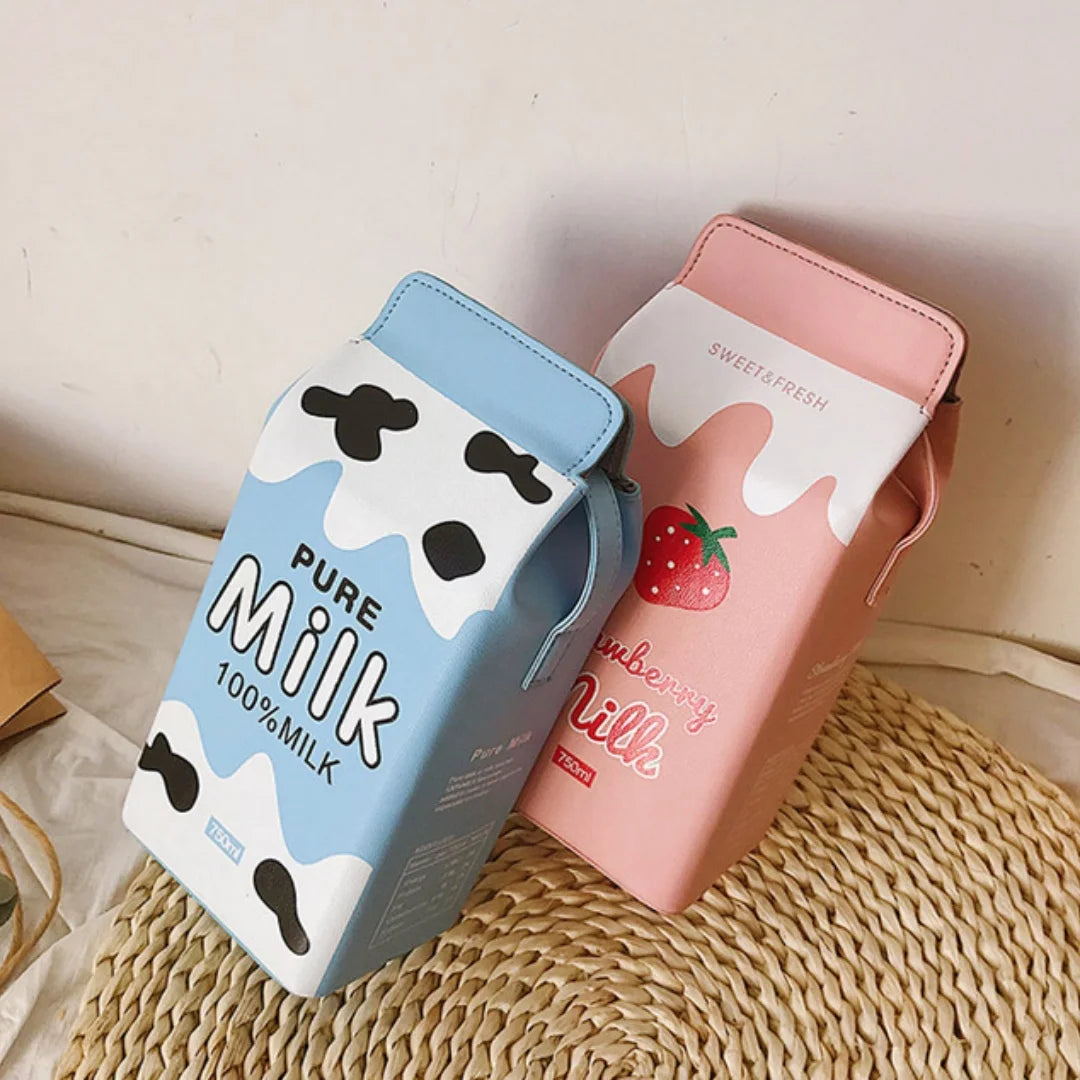 Women's Milk Carton Small Square Bag Contrast Printed Shoulder Crossbody Bag