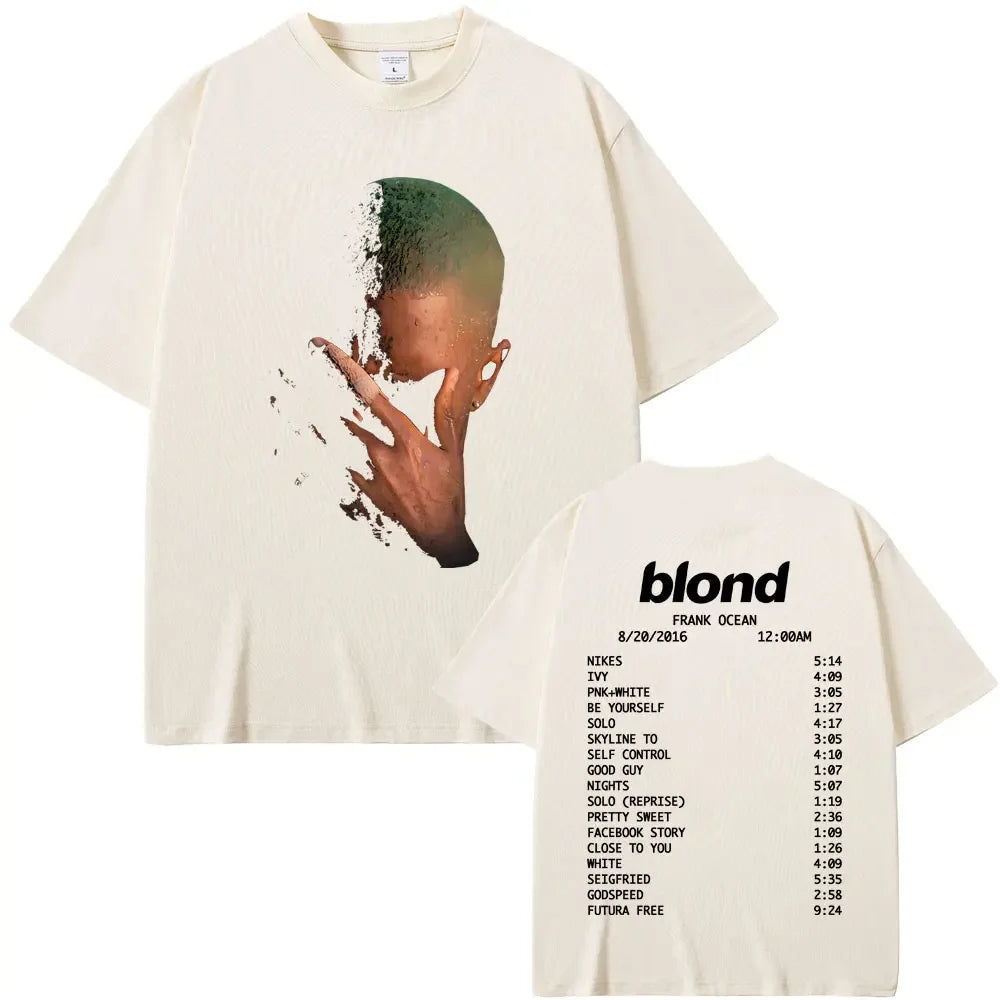 Rapper Frank Fashion Vintage Graphic T-shirts Men Women Ocean Hip Hop Trend T Shirts Blond T-shirt Man Tshirt