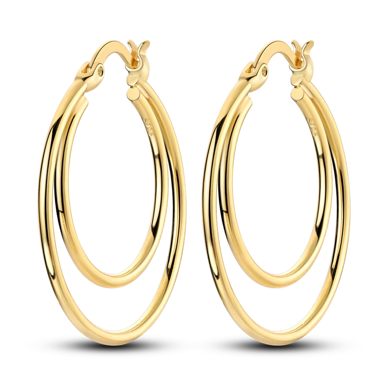 Fashion Gold ladies Hoop Earring 925 Sterling Silver Sparkling Zircon Round Ear Stud Earrings Fine Jewelry Lover Anniversary Gift