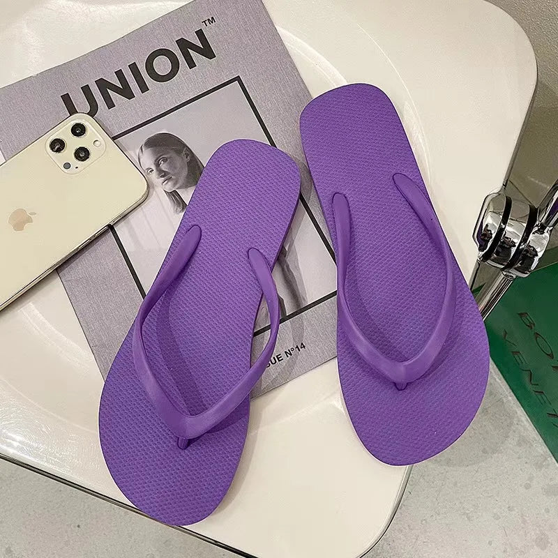 Solid Color Non-slip Leisure Couple Slippers Women Summer Beach Slippers Outdoor Women Flip Flops Breathable Beach sandals women