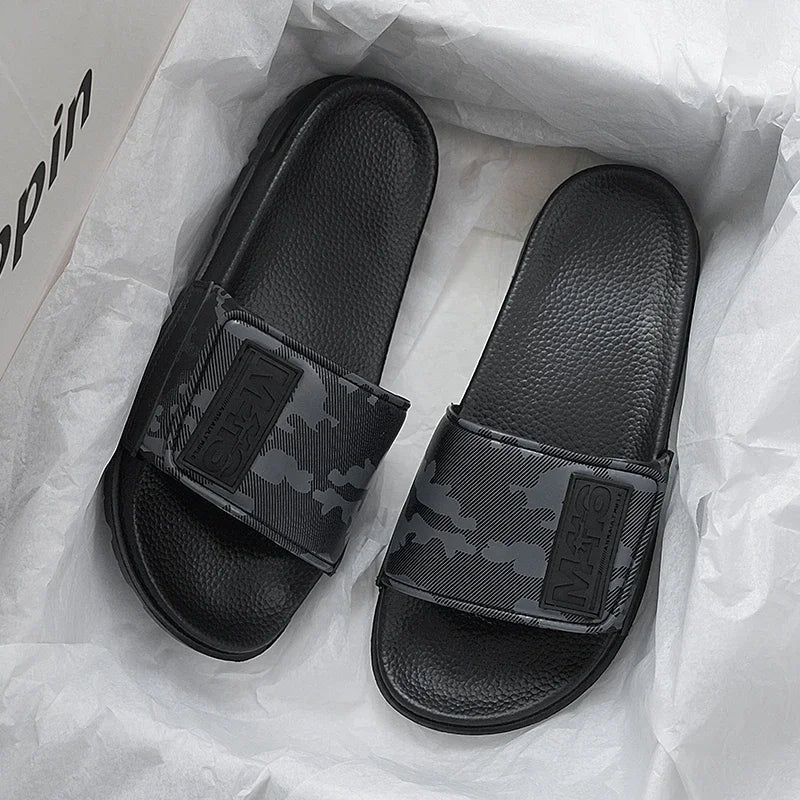 2025 Spring and Summer Trend Fashion Wear Super Soft Slippers Men's Velcro Air Cushion Personality All Casual One Word Slides