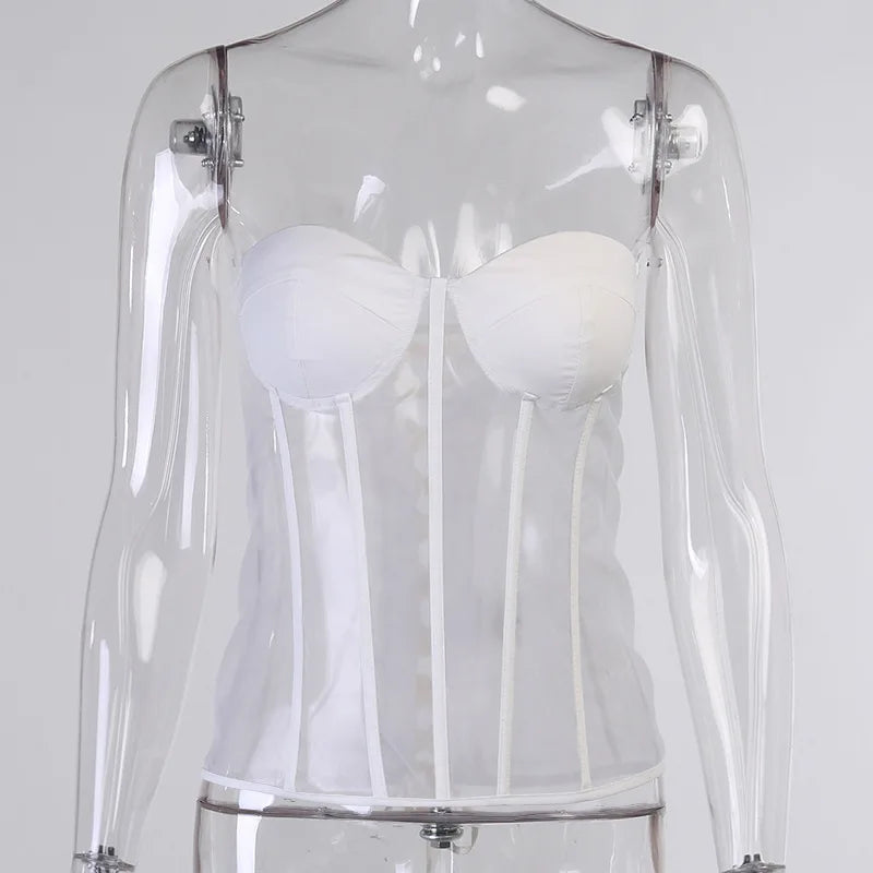 Sexy Gothic Underbust Corset Women Black Transparent Bra Party Lingerie and Waist Cincher Bustiers Top Workout Shape Body Belt