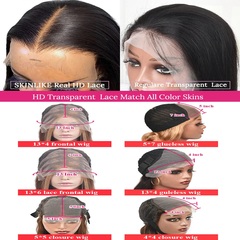 Ombre Blue Human Hair Wigs HD 13x6 Lace Frontal Wig Highlights Blue Brazilian Body Wave Bleached Knots Remy 5x7 Lace Closure Wig