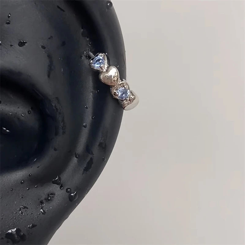1 PCS New Fashion Cute Pink Zircon Crystal Ear Bone Nail 316L Medical Titanium Steel Earrings for Women Y2K Punk Jewelry