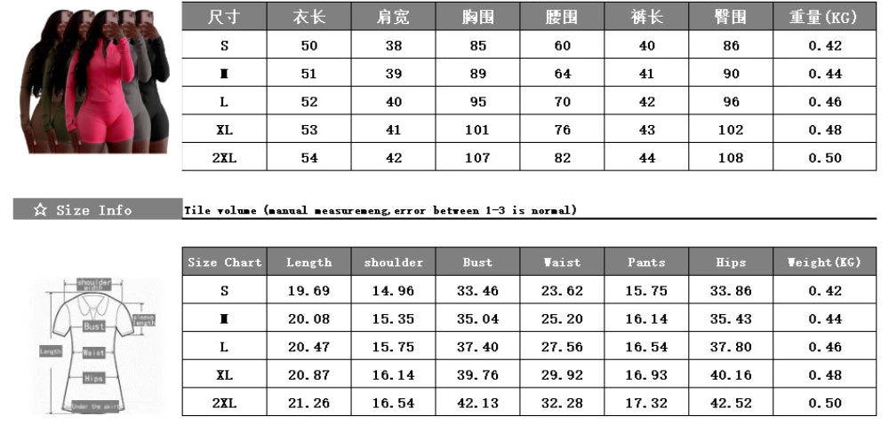 HLJ&GG Casual Sporty Skinny Shorts Two Piece Sets Women Zip Long Sleeve Slim Top + Shorts Outfits Summer New Stretchy Tracksuits