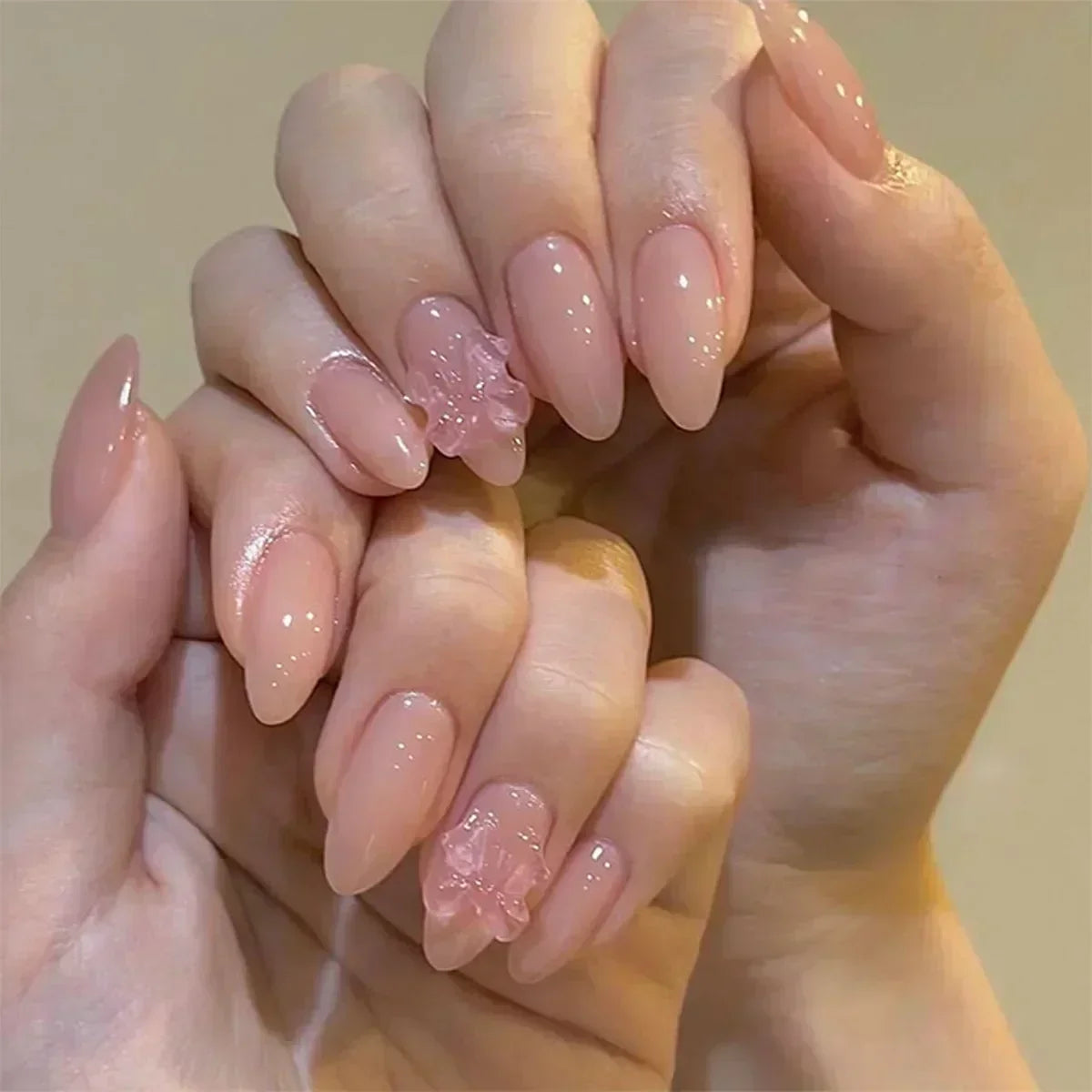 24pcs French Almond Press on Nails Leopard Print False Nails 3D Bow Wearable Stick-on Nails Fake Nail Uñas Накладные Ногти 네일팁