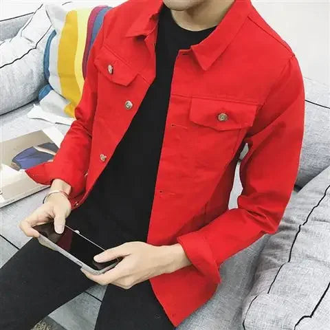 Button Short Casual Slim Cowboy Coat for Men Korean Popular Clothes Denim Jackets Man Loose New In Designer Branded Rock Lxury