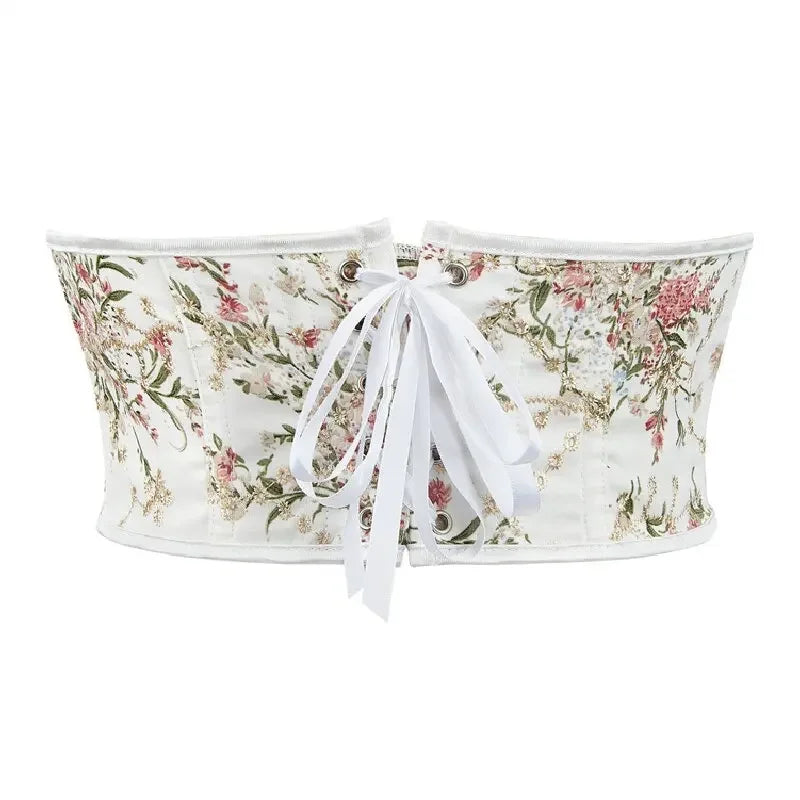 Underbust Corset Sexy Women's Underwear Waist Slimming Body Shaper Bustier Top Floral Lace-up Korsett Shapewear Corselet Belt