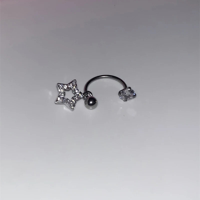 U-shaped Rhinestone 316L Stainless Steel Ring Ear Bone Nail for Women Love Hreat Butterfly Earrings Y2K Hottie Jewelry