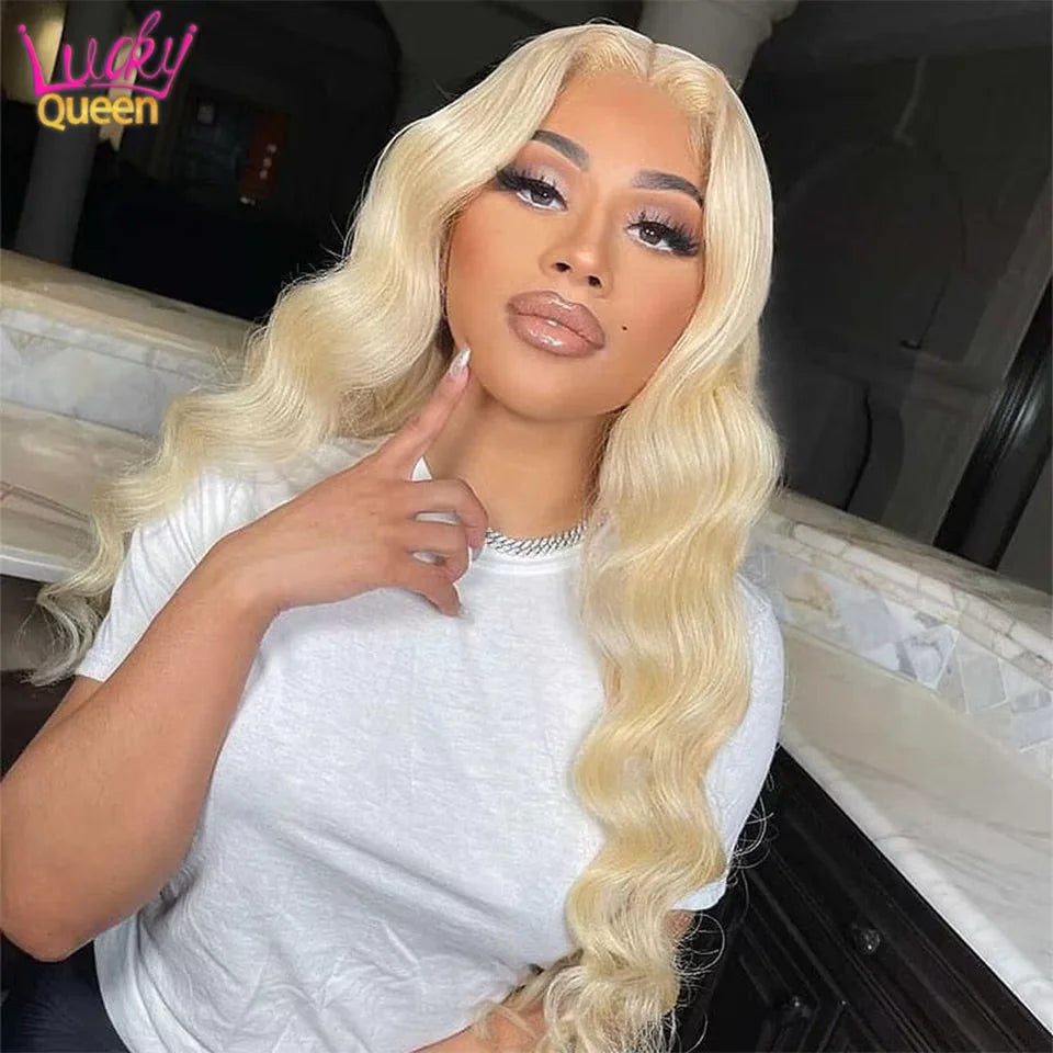 Ocean Blue Pre Plucked 613 Colorful Wigs 180Density Body Wave Light Blue Human Hair Transparent 13X4 13X6 Lace Frontal For Women