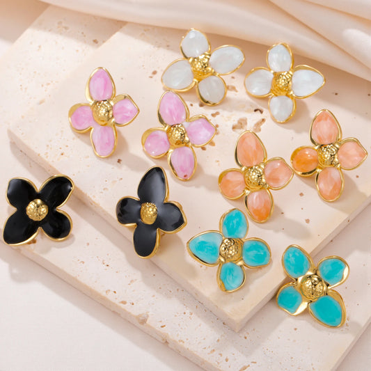 Cazador 2Pcs Flower Women's Earrings Stainless Steel Stud Earrings Jewelry Trend 2025 Party Wedding Birthday Gifts New Wholesale