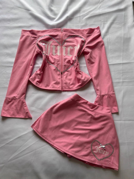 European and American sexy spicy girl personality trend slim fit pants skirt hot stamping diamond three-dimensional bow