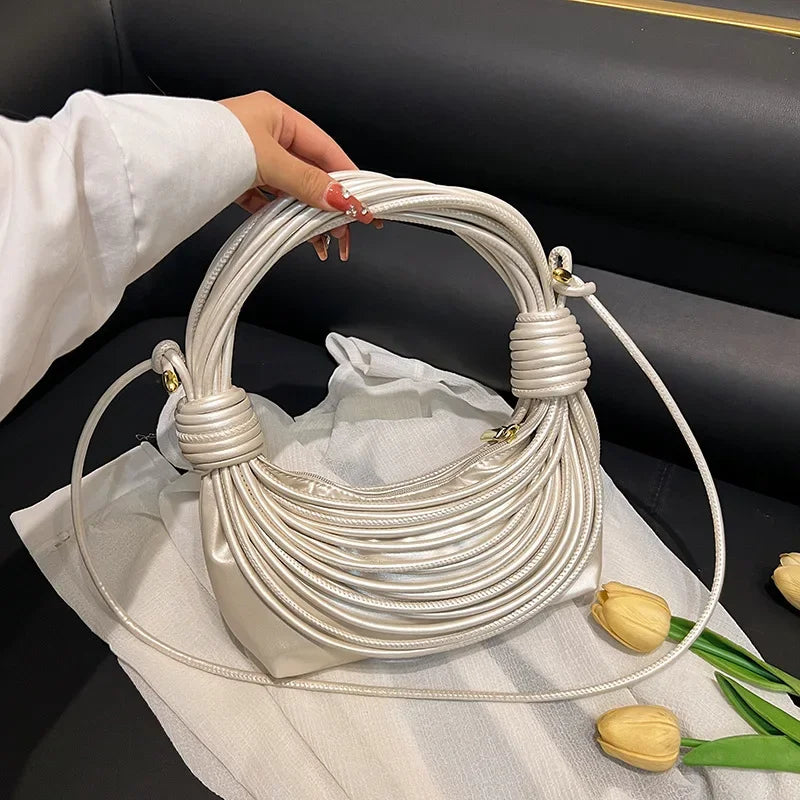 2025 Trendy! Women's Multicolored Woven Knot Handbag - Stylish Crossbody/Top Handle Bag | High-End Texture for Streetwear