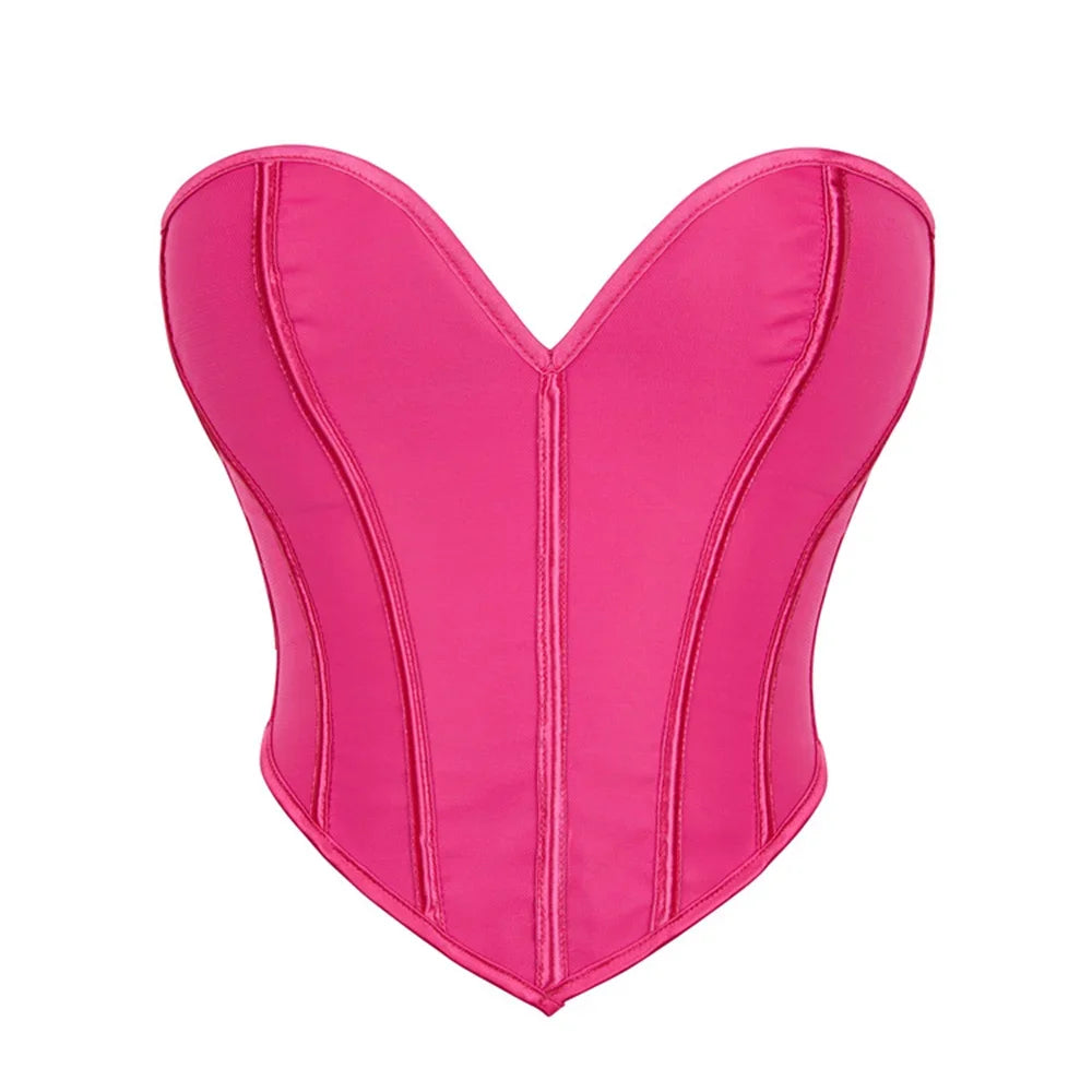 Sexy Women Overbust Corsets Crop Tops Golden Printed Bustiers Lace Up Body Shaper Lingerie Gothic Corselet
