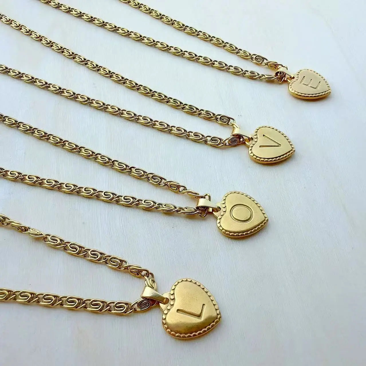 316L Stainless Steel Initial Necklace Letter Heart Pendant Chain For Women Name Jewelry Accessories