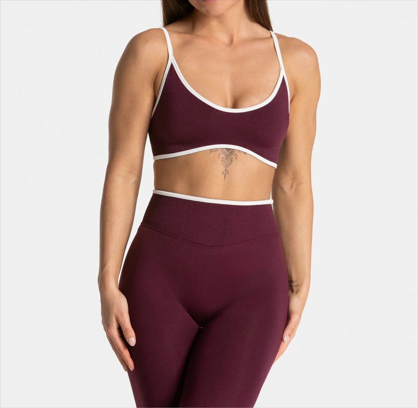 Summer Women's Solid Color Sports Suspender Bra Sexy Backless Knit with Chest Cushion Suspender Yoga Fitness Top