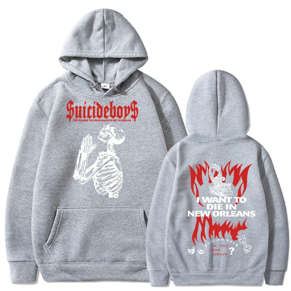 2025 new hoodie Suicide boy Wearing a hood, I want to die in New Orleans, super fashionable hoodie