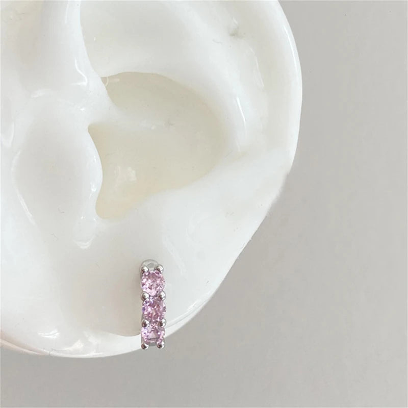 1 PCS New Fashion Cute Pink Zircon Crystal Ear Bone Nail 316L Medical Titanium Steel Earrings for Women Y2K Punk Jewelry