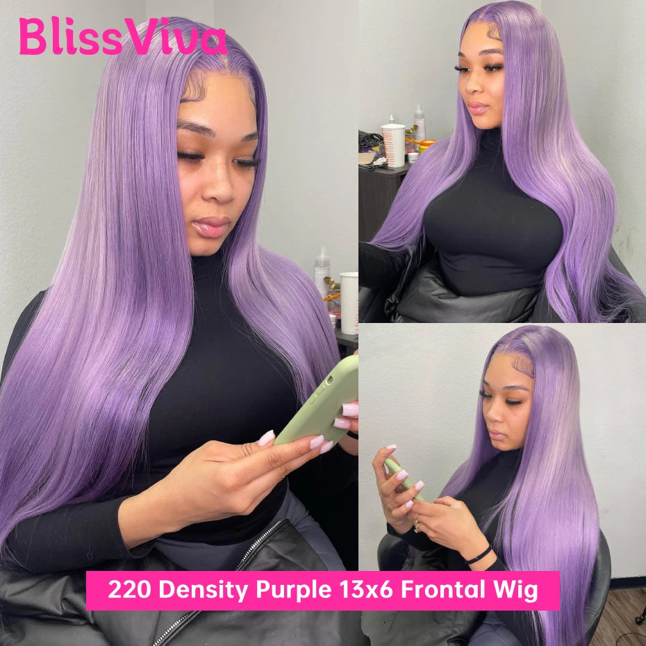 220 Density Purple Lace Fronts Wigs Human Hair 13x6 Blonde 613 Lace Front Wig Human Hair Straight Grey Colored Human Hair Wigs