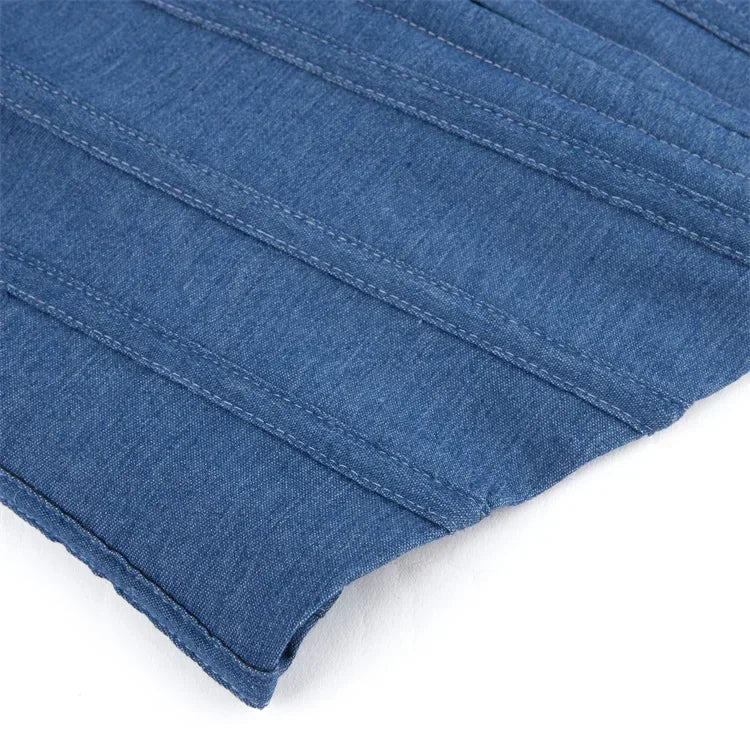 Fashion Denim Corset Crop Tops Female Underwear Backless Body Shaper Short Torso Bustier Vest Blue