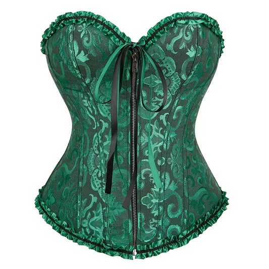 Corset Vintage, Corsets Floral Jacquard Bustier Zipper Bustiers Lace Up Corsage Party Night Costumes Rave Outfit Plus Size