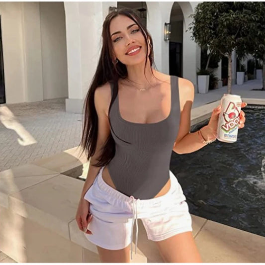 summer solid sexy bodycon women bodysuits female Knit slim casual bodysuit chic lady club short playsuits femme