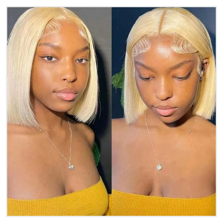 Sliver Grey Short Bob Human Hair Wigs 13x6 613 Blonde Bob Wig Transparent Lace Frontal Wig Bone Straight Brazilian Remy Hair Wig