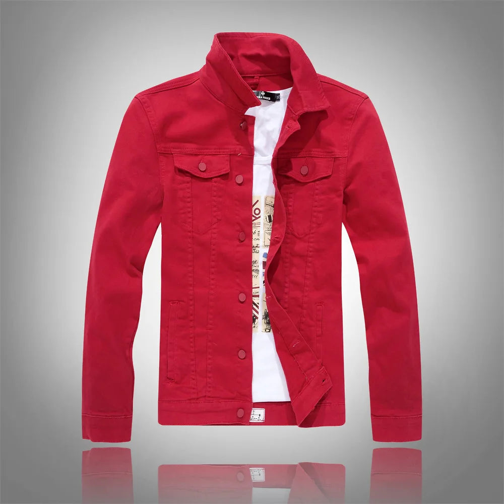 2025 Denim Jackets Men Solid Color Jacket Slim Fit Denim Coat Fashion Military Jacket Yellow Black Green White Top for Men