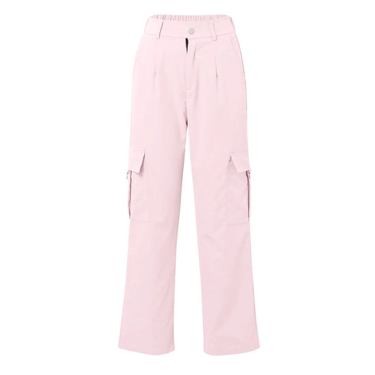 Women Cargo Pants With Pockets Stretch High Waisted Casual Sweatpants Straight Wide Leg Long Pants Sporty Jogger Trouser