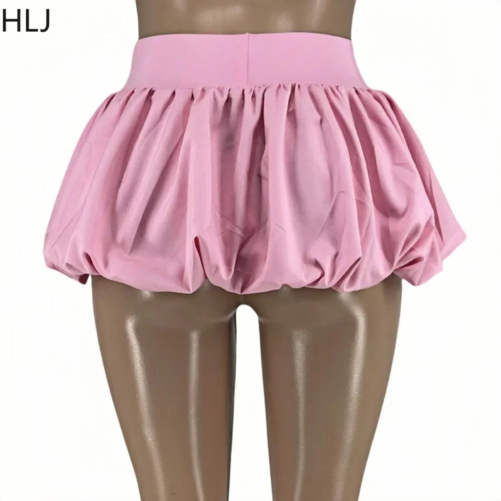 HLJ&GG Sweet Bow Fashion Corset Vest Two Piece Sets Women Thin Strap Slim Tank Top + Puffy Mini Skirts Outfits Female Streetwear