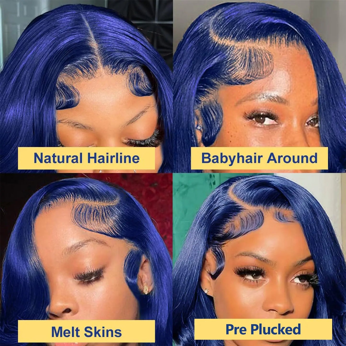 30 34 Inch Straight Blue Wigs Human Hair 13X6 HD Transparent Lace Frontal Wig Human Hair Blue 13X4 Hd Lace Front Human Hair Wigs