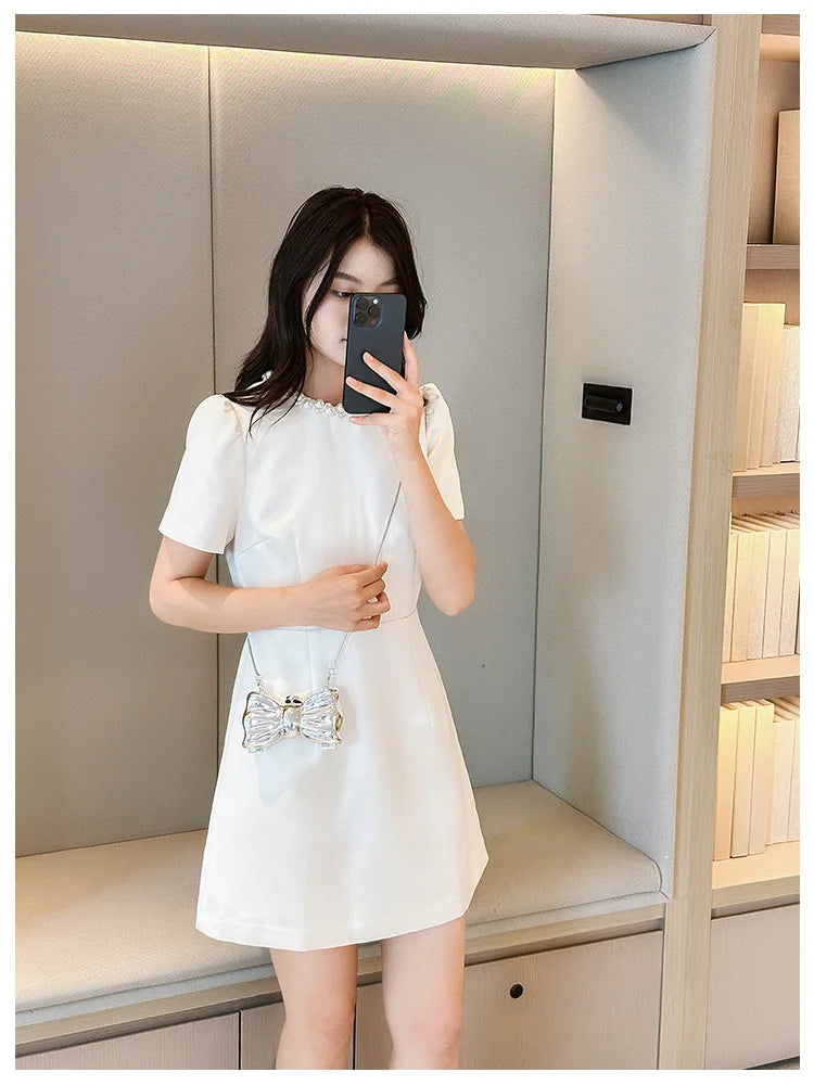 New Mini Evening Bag Metal Purse Crossbody Handbag for Girls Kid Women Bowknot Chain Shoulder Bag for Party Wedding