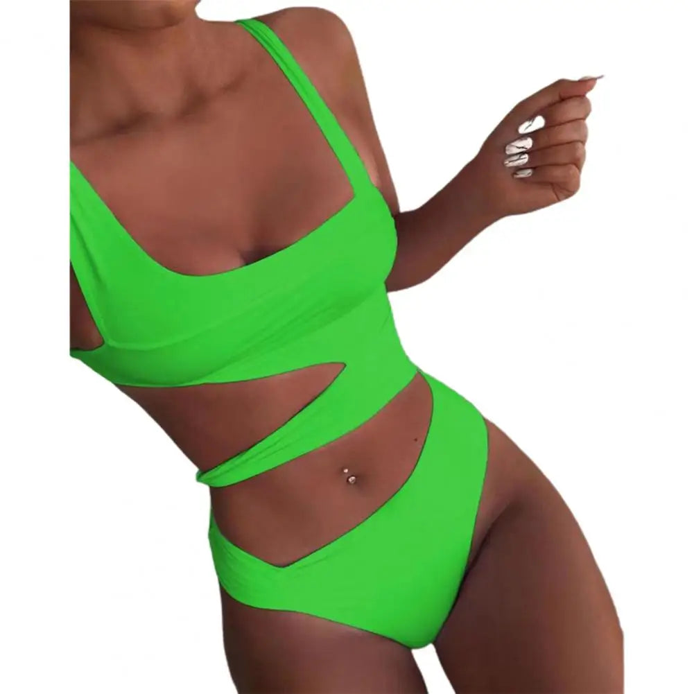 One Piece Women Swimsuit Sexy Stain Resistant Shoulder Strap Bikini Set Slim Fit Push Up Summer Beachwear For Holiday