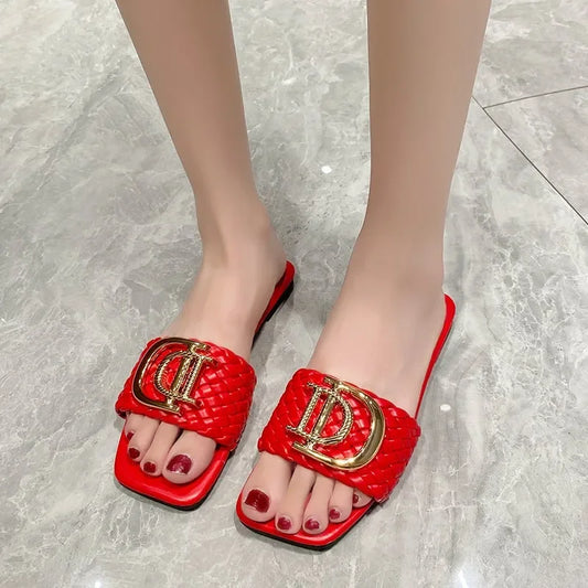 Women's designer flat slippers, luxury designer sandals, casual slippers with bottom, women's summer sandals, new women's shoes
