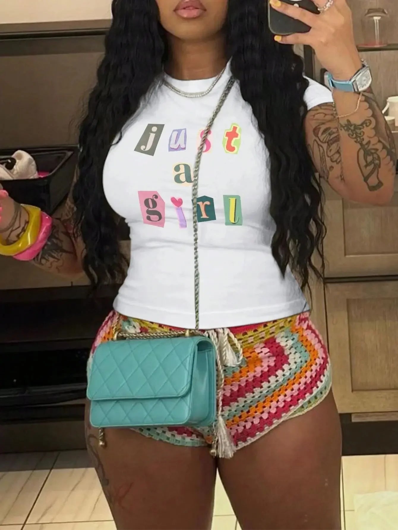 HLJ&GG Fashion Y2K Streetwear Women Letter Print O Neck Slim Crop Top And Mesh Sheer Bow Skinny Pants 2 Piece Sets Outfits 2024