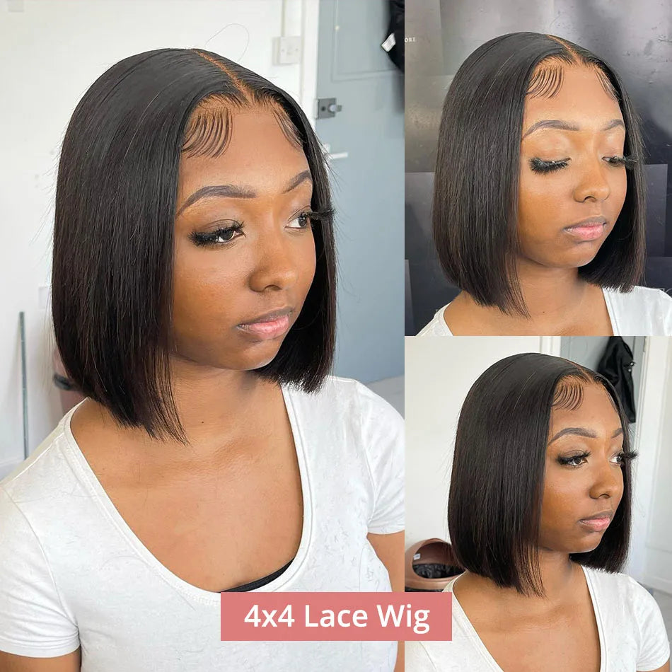 Short Bob Wigs Bone Straight 13x4 13x6 Hd Lace Front Wig Pre Cut 7x5 Glueless Wig Human Hair Ready to Wear And Go 250% Density