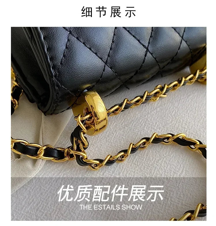 2025 New Arrival! Women's High-Quality Textured Small Square Bag - Trendy Chain Shoulder Design, Versatile for All Occasions