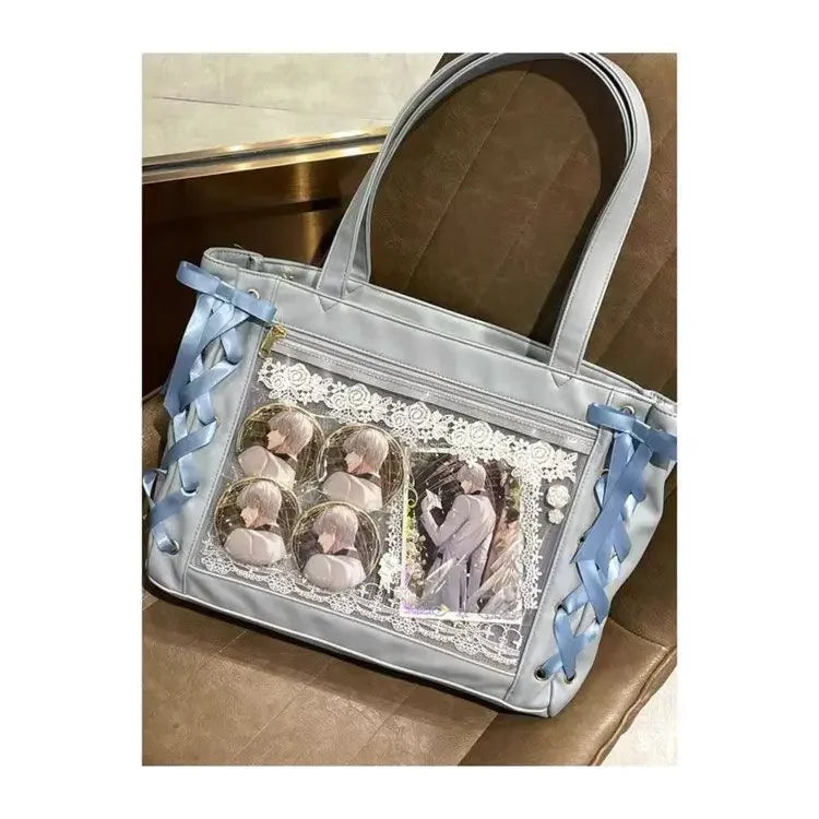 New Y2K Sweet Lolita Pink Ita Bag Women Japanese Transparent Large Capacity Tote Bag Ladies Harajuku Kawaii Handbag Aesthetic