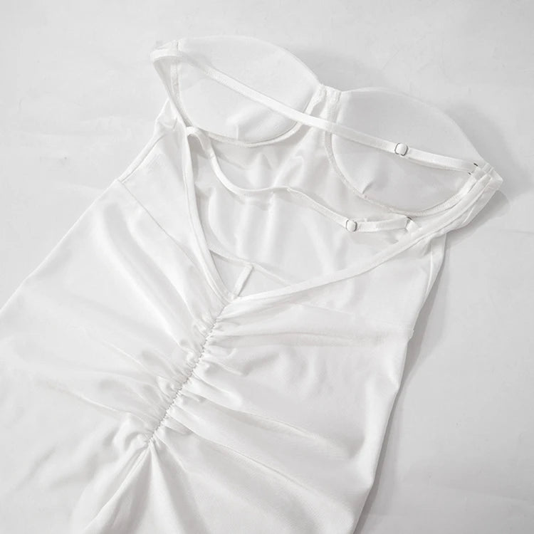 STYLISH LADY Strapless Backless Padded Jumpsuits 2025 Summer Solid Color Sexy Night Club Bodycon One Piece Overalls Streetwear