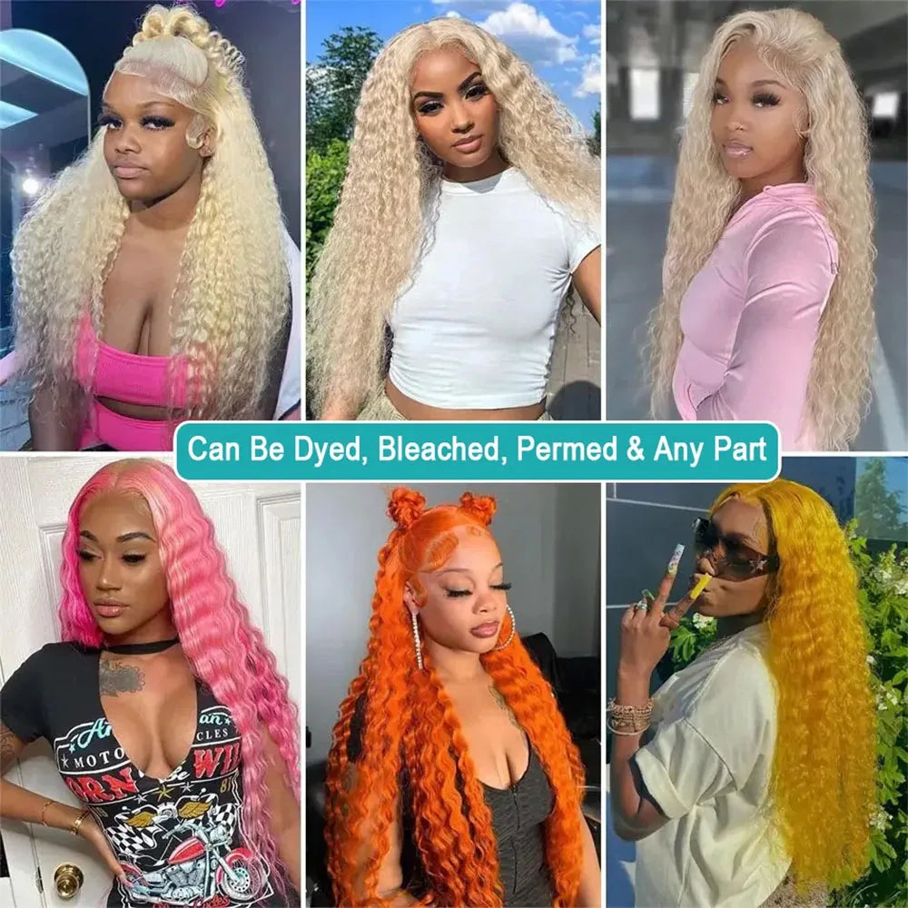 40 Inch Honey Blonde 613 HD Lace Frontal Wig 13x6 Curly Wigs Preplucked Loose Deep Wave Wigs Human Hair 13x4 Lace Frontal Wig